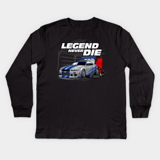 Legends Never Die Skyline R34 Kids Long Sleeve T-Shirt